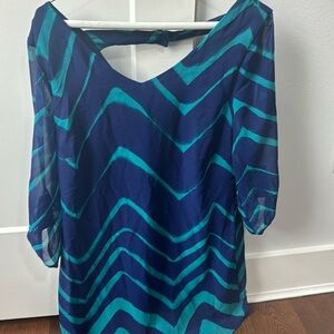 As U Wish. Women’s, blue & aqua, half sleeved dress.